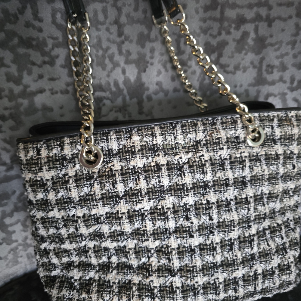 Kate Spade Black and White Tweed Shoulder Bag